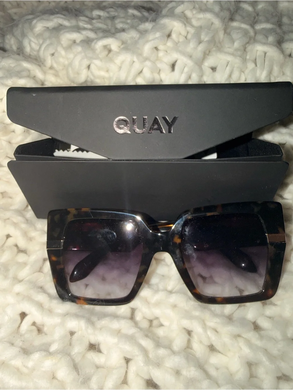 Quay Australia Black Sunglasses Case with Embossed Logo